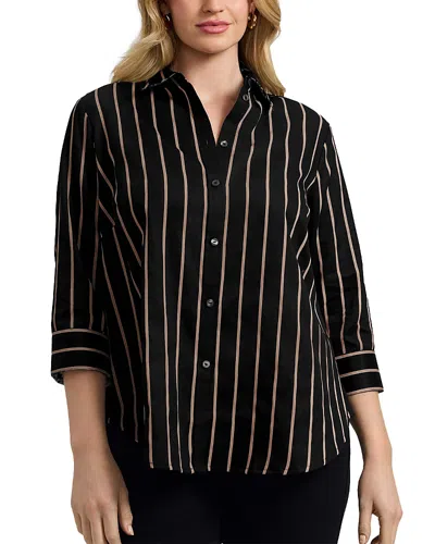 Foxcroft Plus Margie Striped Shirt In Black