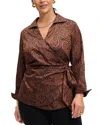 Foxcroft Plus Paisley Jacquard Wrap Shirt In Macchiato