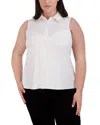 Foxcroft Plus Ricki Mixed Media Top In White