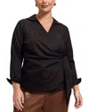 Foxcroft Plus Salina Wrap Top In Black