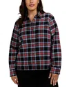 Foxcroft Plus Sandy Plaid Button Front Shirt In Multi