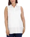 Foxcroft Plus Sasha Mixed Media Top In White