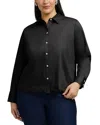 Foxcroft Plus Scarlett Long Sleeved Matte Sateen Shirt In Black
