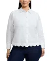 Foxcroft Plus Scarlett Long Sleeved Matte Sateen Shirt In White