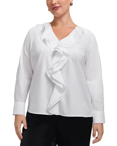 Foxcroft Plus Shantel Ruffled Shirt In Gray