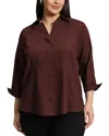 Foxcroft Plus Taylor Blouse In Brown
