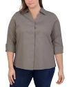 Foxcroft Plus Taylor Blouse In Charcoal