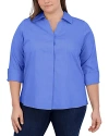 Foxcroft Plus Taylor Blouse In Cornflower