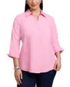 Foxcroft Plus Taylor Blouse In Pink Sea Glass