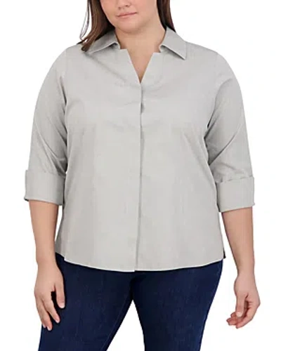 Foxcroft Plus Taylor Blouse In Silver