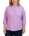 Foxcroft Plus Taylor Blouse In Soft Violet