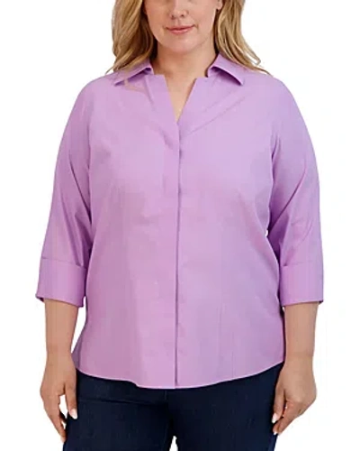 Foxcroft Plus Taylor Blouse In Soft Violet