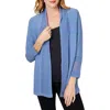Foxcroft Mixed Stitch Open Front Cardigan In Blue Denim