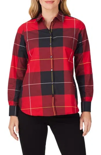 Foxcroft Rhea Gingham Shirt In Black/red