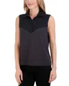 Foxcroft Mixed Media Sleeveless Button-up Shirt In Multi