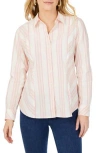 Foxcroft Riley Stripe Cotton Button-up Shirt In Pink