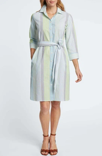 Foxcroft Rocca Striped Shirt Dress In Blue Multi