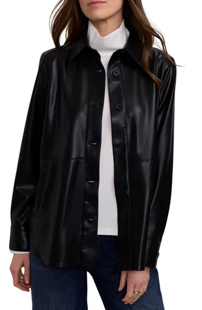 Foxcroft Ronnie Faux Leather Shirt Jacket In Black