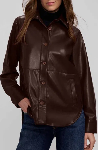 Foxcroft Ronnie Faux Leather Shirt Jacket In Chicory Coffee Brown