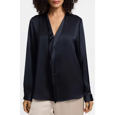 Foxcroft Rosale Ruffle Placket Button-up Shirt In Blue