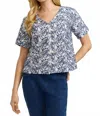 Foxcroft Isabel Floral Embroidered Cotton Button-up Top In White