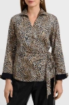 Foxcroft Salina Leopard Print Cotton Poplin Wrap Shirt In Animal Print