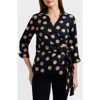 Foxcroft Salina Polka Dot Cotton Wrap Top