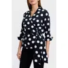 Foxcroft Salina Polka Dot Cotton Wrap Shirt In Black