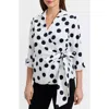 Foxcroft Salina Polka Dot Cotton Wrap Shirt In White