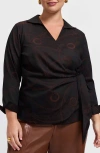 Foxcroft Salina Print Wrap Shirt In Black