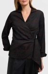 Foxcroft Salina Print Wrap Shirt In Black