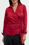 Foxcroft Salina Print Wrap Shirt In Red