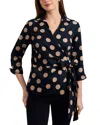 Foxcroft Salina Polka Dot Cotton Wrap Top In Black
