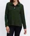 Foxcroft Sammy Cable Knit Long Sleeve Popover Sweater In Dark Green In Green