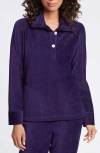 Foxcroft Sammy Corduroy Polo Sweater In Deep Purple