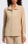 Foxcroft Sammy Corduroy Polo Sweater In Khaki