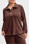 Foxcroft Sammy Corduroy Polo Sweater In Chocolate