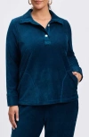 Foxcroft Sammy Corduroy Polo Top In Deep Teal