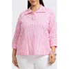 Foxcroft Sammy Crinkled Cotton Blend Top In Pink