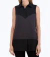 Foxcroft Mixed Media Sleeveless Layered Shirt In Black