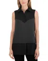 Foxcroft Sasha Mixed Media Top In Black