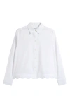 Foxcroft Scarlett Scallop Hem Button-up Shirt In White