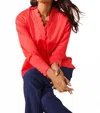 Foxcroft Scalloped Trim Button Down In Scarlet Red In Red