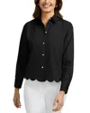 Foxcroft Scarlett Scallop Hem Button-up Shirt
