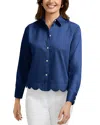 Foxcroft Scarlett Long Sleeved Matte Sateen Shirt In Navy