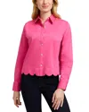 Foxcroft Scarlett Long Sleeved Matte Sateen Shirt In Pink Flambe