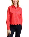 Foxcroft Scarlett Long Sleeved Matte Sateen Shirt In Scarlet Re