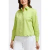 Foxcroft Scarlett Long Sleeved Matte Sateen Shirt In Chartreuse
