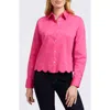 Foxcroft Scarlett Long Sleeved Matte Sateen Shirt In Pink Flambe