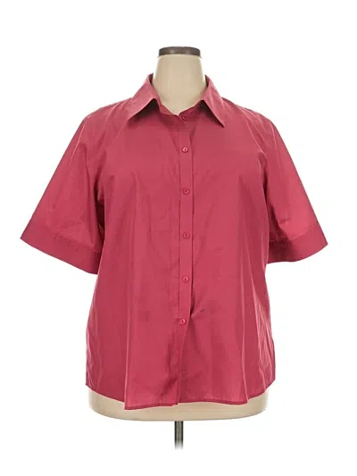 Pre-owned Foxcroft Short Sleeve Blouse In Burgundy